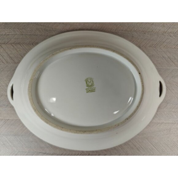 Noritake Japan Handled Oval Serving Bowl With Floral Design & Gold Trim - Picture 9 of 9